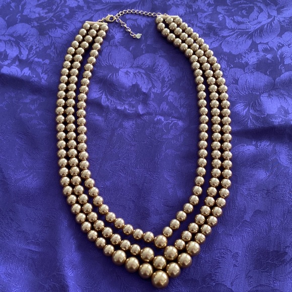Satin golded finished 3 strand V Necklace and Bracelet - Picture 6 of 9